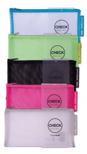 C/20 bolsas zipper check con cremallera colores surtidos 23cm x 13cm