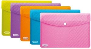 Paq/5 carpeta sobre plastico a5 cierre broche colores pastel