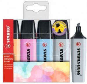 ESTUCHE 4 MARCADORES FLUORESCENTES STABILO BOSS PASTEL SURT