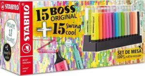 Set sobremesa 15 stabilo boss original + 15 swing cool colores surtidos