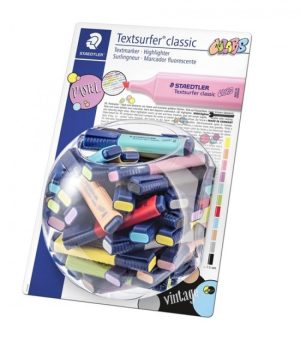 Expositor burbuja 100 marcadores fluorescentes texsurfer 364 colors pastel &vintage