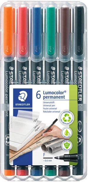 Estuche 6 rotuladores lumocolor 318 punta f colores surtidos