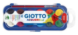 Estuche plastico 12 acuarelas giotto + pincel colores surtidos