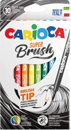 Estuche 10 rotuladores super brush carioca punta de pincel