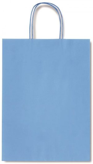 Paq/25 bolsas kraft allegra color azul claro 26x12x36cm