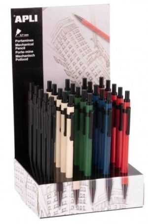 Exp 25 portaminas metalicos hexagonales 0,7mm colores surtidos