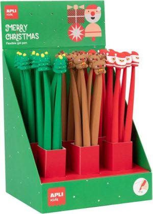 EXP 36 BOLIGRAFOS DE GEL FLEXIBLES ESTAMPADO DE NAVIDAD SUR