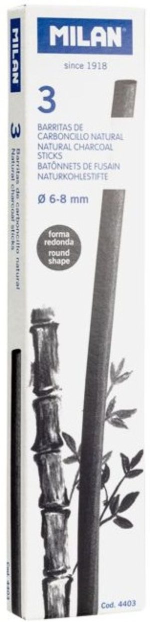 CAJITA 3 BARRITAS CARBONCILLO NATURAL Ø 6-8MM