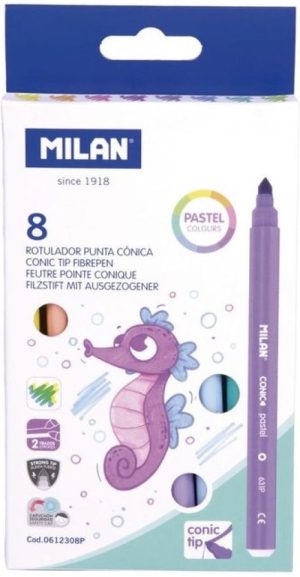 ESTUCHE 8 ROTULADORES PUNTA CONICA COLORES PASTEL