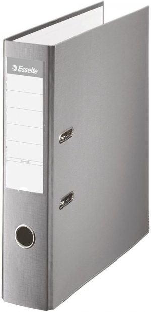 Archivador palanca folio lomo 75mm cartón forrado plastico color gris