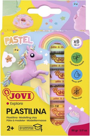 ESTUCHE 6 BARRAS PLASTILINA JOVI 15G. COLORES PASTEL SURTID
