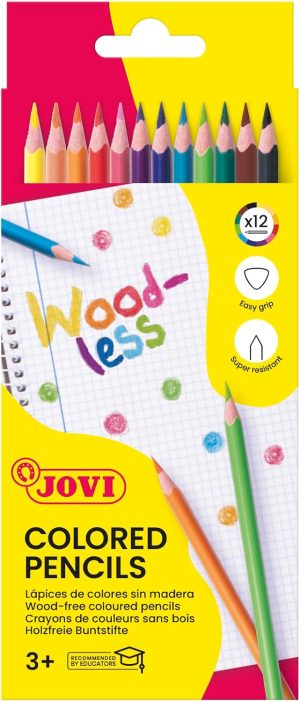 Estuche 12 lapices de colores jovi woodless surtidos