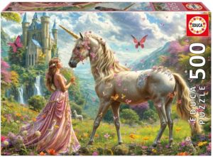 PUZZLE 500 PIEZAS HADAS Y UNICORNIOS CON MARIPOSAS