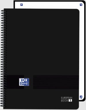 Paq/5 cuaderno espiral a4+ 80h 90g. cuad.5x5 europeanbook1 live &go color negro