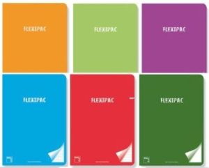 Paq/6 libreta a5+ 48h 90g cuadricula 3x3 c/m flexipac tapa plastico colores surtidos