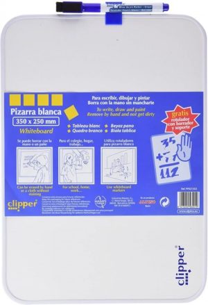 PIZARRA BLANCA CLIPPER 35X25CM CON ROTULADOR