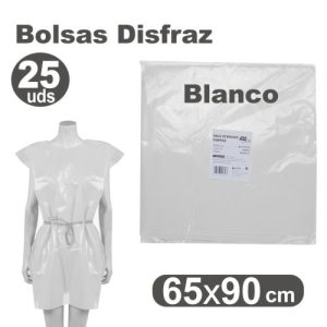Pack/25 bolsas de plástico para disfraces 65x90cm color blanco
