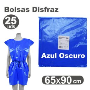 Pack/25 bolsas de plastico para disfraces 65x90cm azul oscuro