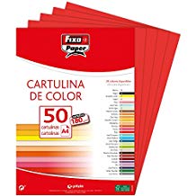 PAQ/50 CARTULINAS FIXO A4 180G. ROJO