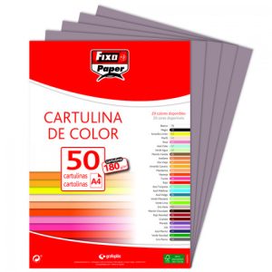 PAQ/50 CARTULINAS FIXO A4 180G. GRIS  PLOMO