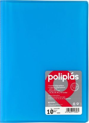 CARPETA Fº 30 FUNDAS SOLDADAS TRANSLUCIDAS AZUL