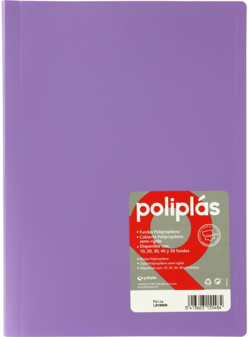 CARPETA Fº 20 FUNDAS SOLDADAS OPACAS LAVANDA POLIPLAS