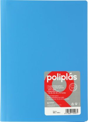 CARPETA Fº 50 FUNDAS SOLDADAS OPACAS AZUL CIELO POLIPLAS
