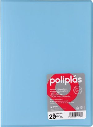 CARPETA Fº 50 FUNDAS SOLDADAS TRANSLUCIDAS AZUL SOFT