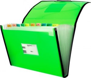 Carpeta fuelle fº verde polipropileno 13 departamentos con ribete