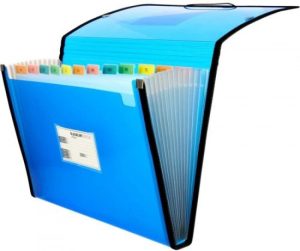 carpeta fuelle Fº azul polipropileno 13 departamentos con ribete