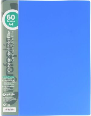 Carpeta 60 fundas elite a4 opaco color azul polipropileno