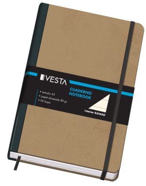 Cuaderno cartone a5 80g 96h rayado cierre con goma