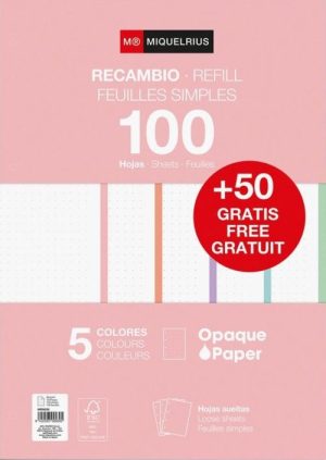 RECAMBIO NOTEBOOK5 A4 100+50 90G PUNTOS COLORES PASTEL