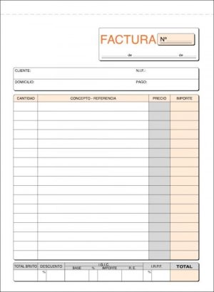 Paq/10 talonario de facturas con i.g.i.c. 1/4 natural duplicado autocopiativo