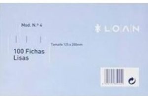 PAQ/100 FICHAS RAYADAS Nº4 12,5X20CM LOAN