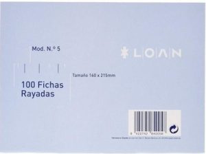 PAQ/100 FICHAS RAYADAS Nº5 16X21,5CM LOAN