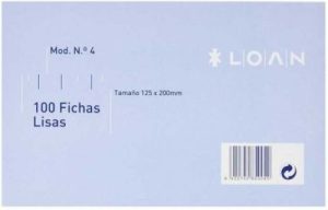 PAQ/100 FICHAS LISAS Nº4 12,5X20CM LOAN