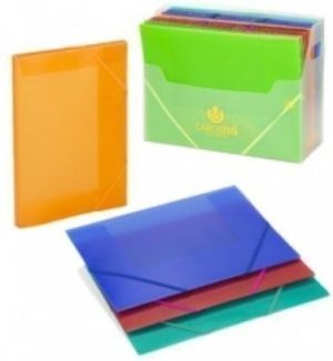 PAQ/10 CARPETAS Fº GOMAS SOLAPAS PP TRANSLUCIDO ROJO