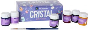 Estuche 6 botes pintura crystal la pajarita colores surtidos 25 ml.+ pincel