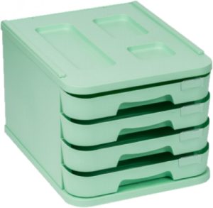 FICHERO CON 4 CAJONES DE SOBREMESA VERDE PASTEL