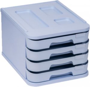 FICHERO CON 4 CAJONES DE SOBREMESA AZUL PASTEL