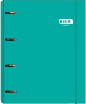 Carpebloc a4+ 4 anillas 35mm recambio 100 hojas 80 g. 5 colores de banda color verde azulado