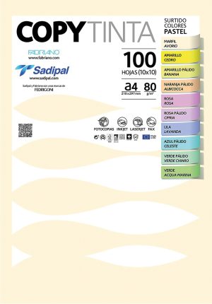 PAQUETE PAPEL A4 100H 80G COLORES PASTEL SURTIDOS FABRIANO