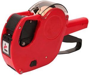 Set etiquetadora roja mx2616 doble linea con 10 rollos de etiquetas + 1 rodillo entintado