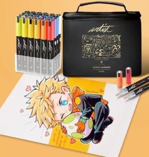 Estuche 24 rotuladores acylic marker serie Artist colores surtidos con organizador