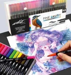Estuche 48 rotuladores fine brush doble punta colores surtidos