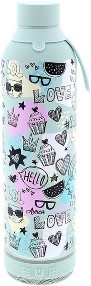 BOTELLA 600ML CON ALTAVOZ MINT HELLO GIRL