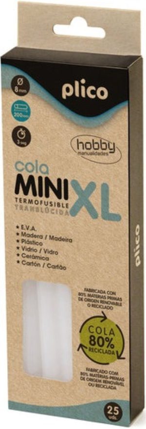 Blister 25 barritas mini xl cola termofusible diametro 8mm x 200 mm d3 longitud