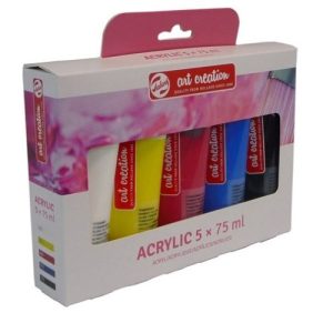 Estuche 5 botes acrílico 75ml.art creation colores primarios