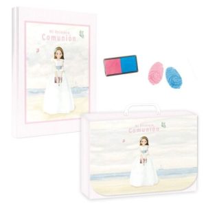 LIBRO COMUNON HUELLAS NIÑA PLAYA + MALETIN